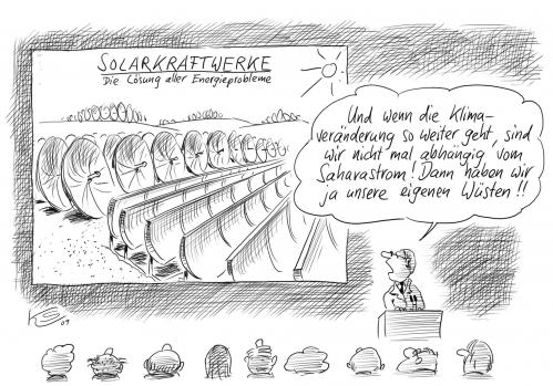 Cartoon: Solarstrom (medium) by Stuttmann tagged solarstrom,saharastrom,alternativenergie,energie,solarstrom,saharastrom,alternativenergie,energie,solarenergie,solar,alternative,klimawandel,klima,umwelt,natur,globale erwärmung,strom,wüste,shara,kraftwerke,kraftwerk,globale,erwärmung