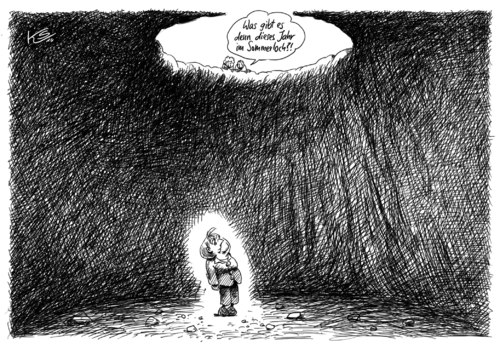 Cartoon: Sommerloch (medium) by Stuttmann tagged sommerloch,sommerloch,sommer,wirtschaft,angela merkel,urlaub,angela,merkel