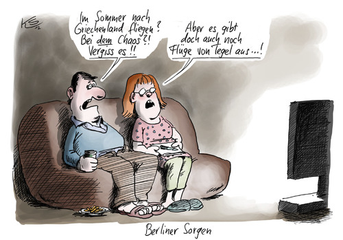 Cartoon: Sorgen (medium) by Stuttmann tagged brandenburg,berlin,flughafen,griechenland