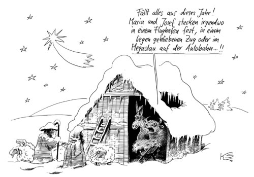 Cartoon: Stall (medium) by Stuttmann tagged winter,schnee,frost,winter,schnee,frost,stall,religion,jesus christus,josef,maria,bibel,jesus,christus