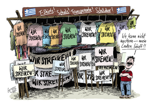 Cartoon: Streiken (medium) by Stuttmann tagged streik,griechenland