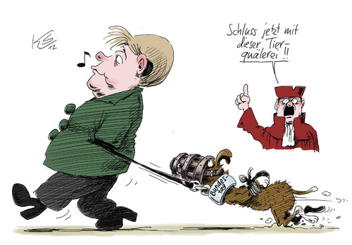 Cartoon: Tierquälerei (medium) by Stuttmann tagged merkel,bundestag