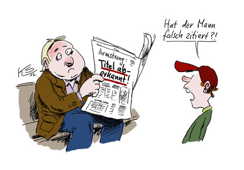 Cartoon: Titel (medium) by Stuttmann tagged armstrong,doping,radsport,schavan,plagiat