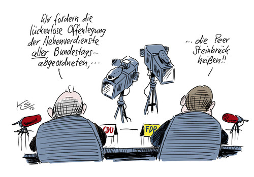 Cartoon: Transparenz (medium) by Stuttmann tagged steinbrück,nebeneinnahmen,honorare,vorträge