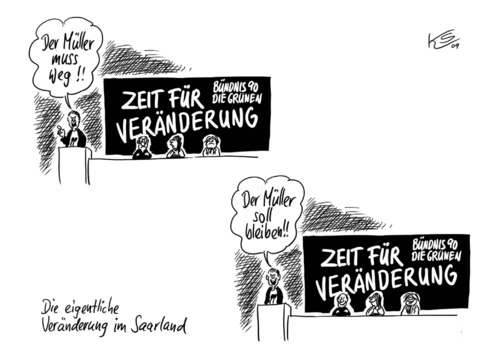 Cartoon: Veränderung (medium) by Stuttmann tagged saarland,müller,jamaika,schwarzgrüngelb,saarland,müller,jamaika,schwarzgrüngelb,parteien,grüne