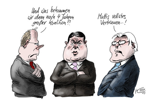 Cartoon: Vertrauen (medium) by Stuttmann tagged große,koalition,spd,cdu,merkel,steinmeier,steinbrück,gabriel