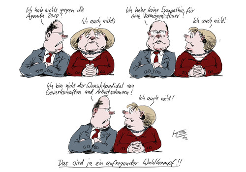 Cartoon: Wahlkampf (medium) by Stuttmann tagged steinbrück,merkel,wahlkampf,2013