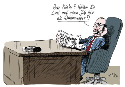 Cartoon: Wahlmanager (medium) by Stuttmann tagged rösler,fdp,mitgliederentscheid,putin