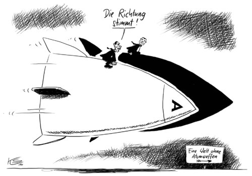Cartoon: Weg (medium) by Stuttmann tagged atomare,abrüstung,atomare abrüstung,waffen,atomwaffen,atom,nuklear,krieg,verteidigung,militär,usa,atomare,abrüstung