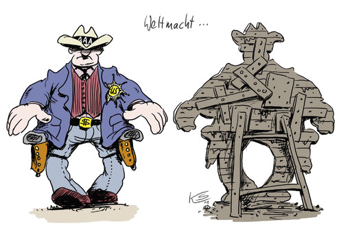 Cartoon: Weltmacht (medium) by Stuttmann tagged usa,aaa,rating,standard,poors,obama