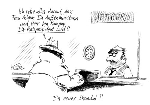 Cartoon: Wetten (medium) by Stuttmann tagged eu,ratspräsident,außenministerin,ashton,rompuy,eu,europa,ratspräsident,außenministerin,ashton rompuy,wettbüro,skandal,außenminister,ashton,rompuy