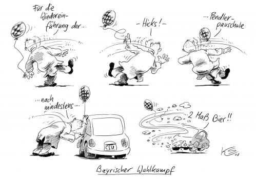 Cartoon: Zwei Maß Bier (medium) by Stuttmann tagged bayern,csu,beckstein,bier,auto,verkehr,führerschein,alkohol,oktoberfest,günther beckstein,bierzelt,bier,alkohol,politiker,wahlkampf,wahlen,wählen,csu,fahrtüchtigkeit,fahren,auto,trinken,bewusstsein,wahrnehmung,kultur,oktoberfest,bayern,autofahrer,promillegrenze,promille,grenze,gesetz,betrunken,besoffen,verkehr,sicherheit,maß,günther,beckstein