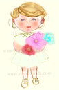 Cartoon: Cute Girl with flowers 2 (small) by remyfrancis tagged cartoon cute baby girl flowers gift greeting