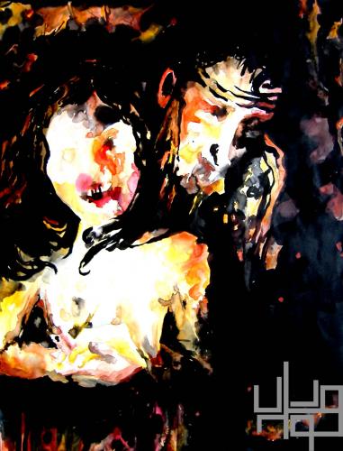 Cartoon: Le serpent et la femme (medium) by Svarty tagged painting,couple,love