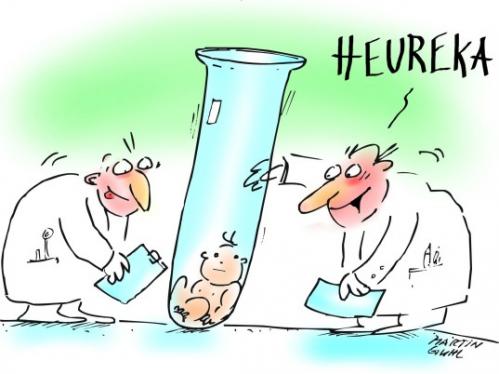 Cartoon: baby heureka gen medizin (medium) by martin guhl tagged baby,heureka,gen,medizin