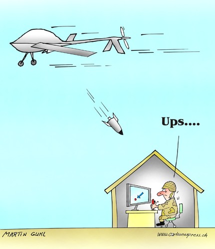 Cartoon: drohne krieg fliegen bombe milit (medium) by martin guhl tagged armee,militaer,bombe,fliegen,krieg,drohne,karikatur