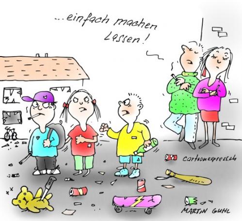 Cartoon: jugendgewalt eltern (medium) by martin guhl tagged jugendgewalt,eltern