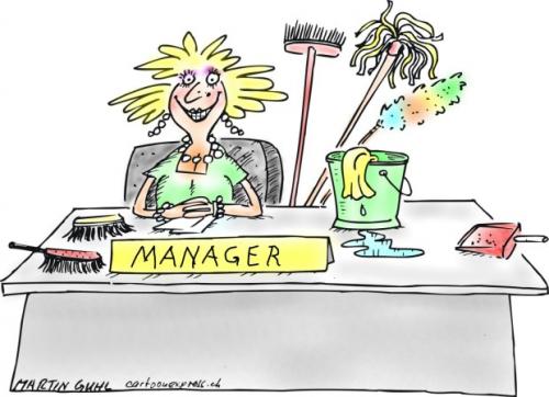 Cartoon: manager putzfrau cleaninglady (medium) by martin guhl tagged manager,putzfrau,cleaninglady