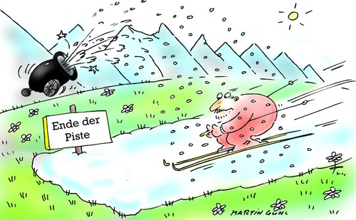 Cartoon: schnee kanone ski ende piste spo (medium) by martin guhl tagged schnee,kanone,ski,ende,piste,sport