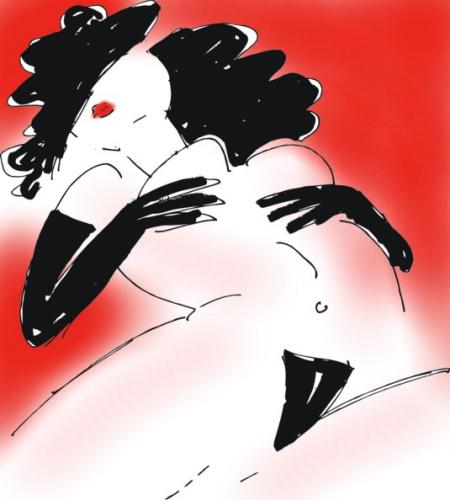 Cartoon: sexy lady frau rot schwarz (medium) by martin guhl tagged sexy,lady,frau,rot,schwarz,martin,guhl