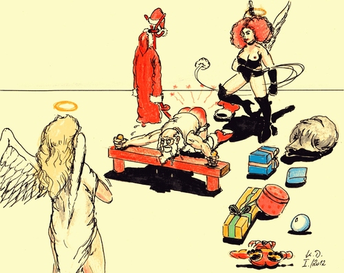 Cartoon: Endlich Normalität... (medium) by tobelix tagged usual,as,business,normalität,clause,santa,weihnachtsmann,over,vorbei,christmas,weihnachten