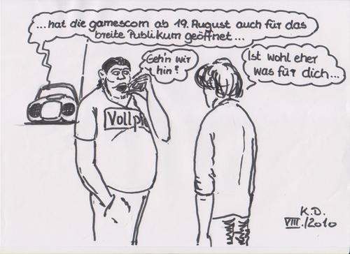 Cartoon: gamescom Köln (medium) by tobelix tagged gamescom,köln,radiomeldung,breites,publikum,tobelix