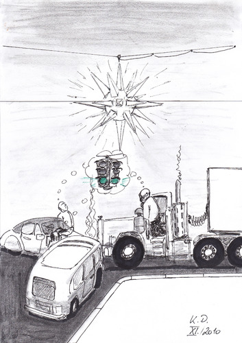 Cartoon: weihnachtl. Straßenbeleuchtung (medium) by tobelix tagged weihnachten,straßenbeleuchtung,freude,verwirrung,tobelix
