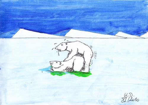 Cartoon: Klimawandel - climate change (medium) by tobelix tagged eisbären,polar,bears,nordpolkappe,north,pole,klimawandel,climate,change,tobelix