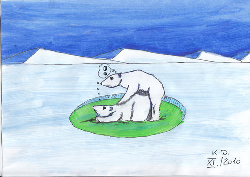 Cartoon: Klimawandel - climate change (medium) by tobelix tagged eisbären,polar,bears,nordpolkappe,north,pole,klimawandel,climate,change,tobelix