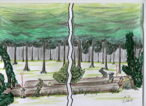Cartoon: Männer im Wald... (medium) by tobelix tagged tobelix,chainsaw,motorsäge,axe,axt,wood,wald,safety,sicherheit,lumberjack,holzfäller