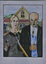 Cartoon: American gothic fake (small) by tobelix tagged american,gothic,fake,grant,wood,1930,friedlich,peaceful,streit,anger,tobelix