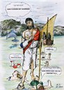 Cartoon: Jesus wandelt über Wasser (small) by tobelix tagged jesus,wasser,water,wandeln,walking,see,lake,genezareth,täuschung,fake,tobelix