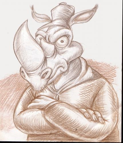 Cartoon: Homeboye Rhino (medium) by subwaysurfer tagged animal,cartoon,caricature,comical,drawing