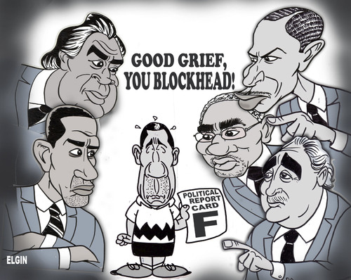 Cartoon: NYC Gov Patterson YOU BLOCKHEAD! (medium) by subwaysurfer tagged al,sharpton,greg,meeks,malcolm,smith,charles,rangle,gov,patterson,nyc,politics,editorial,cartoon,caricature,elgin,subwaysurfer