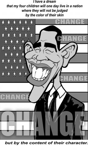 Cartoon: Obama Election Day Cartoon (medium) by subwaysurfer tagged obama,caricature,cartoon,subwaysurfer