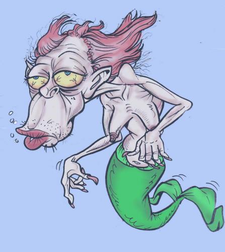 Cartoon: this aint yo mamas mermaids (medium) by subwaysurfer tagged mermaid,cartoon,woman,caricature