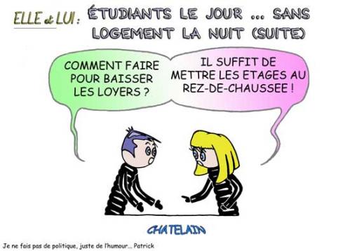 Cartoon: LE LOGEMENT ETUDIANTS (medium) by chatelain tagged humour,logement,etudiants,patarsort,