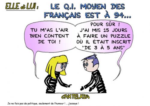 Cartoon: le QI des francais (medium) by chatelain tagged humour