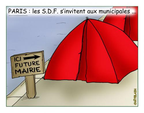 Cartoon: Les SDF aux municipales (medium) by chatelain tagged sdf,paris,chatelain