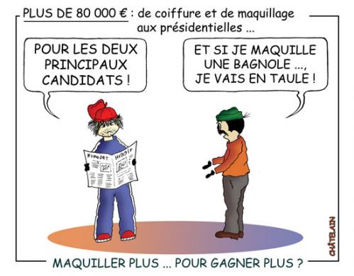 Cartoon: Maquillage presidentiel (medium) by chatelain tagged humour,patarsort,maquillage,france