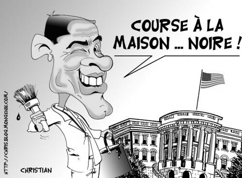 Cartoon: Barack OBAMA ... (medium) by CHRISTIAN tagged elections,usa,obama,hillary,maison,blanche
