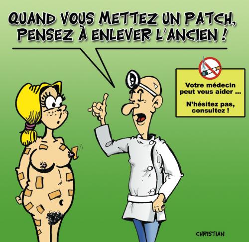 Cartoon: CONSOMMATION DE TABAC EN BAISSE (medium) by CHRISTIAN tagged tabac,patch