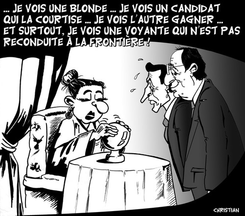 Cartoon: deuxieme tour des elections (medium) by CHRISTIAN tagged hollande,elections,presidentielles,sarkozy