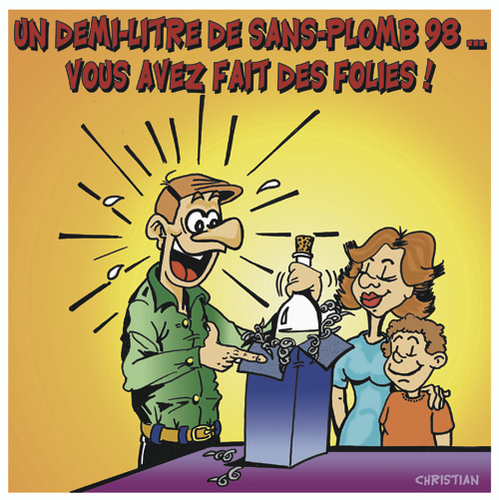 Cartoon: la crise !!! (medium) by CHRISTIAN tagged crise,petrole,cadeau