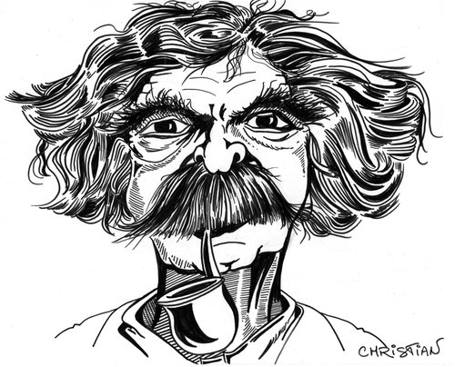 Cartoon: Mark TWAIN (medium) by CHRISTIAN tagged mark,twain