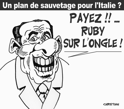 Cartoon: ON VA PAYER ! (medium) by CHRISTIAN tagged berlusconi,italie,crise,euro