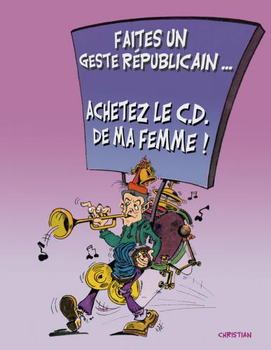 Cartoon: operation promotion ... (medium) by CHRISTIAN tagged bruni,sarkozy,cd