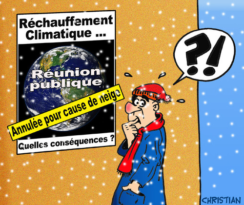 Cartoon: rechauffement climatique (medium) by CHRISTIAN tagged climat,rechauffement,neige