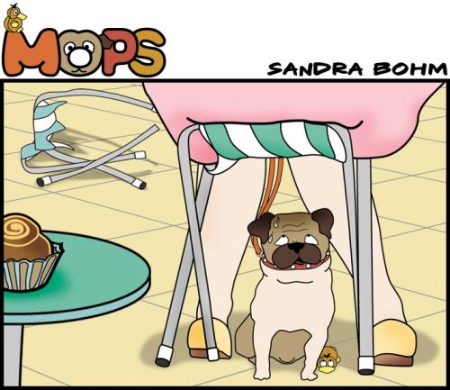 Cartoon: Einsturzgefahr (medium) by Sandra tagged mops,dick,garten,hund,frau,hintern,po