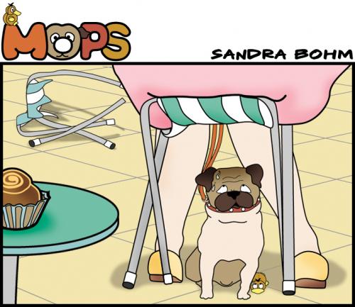 Cartoon: Einsturzgefahr (medium) by Sandra tagged mops,dick,garten,hund,frau,hintern,po